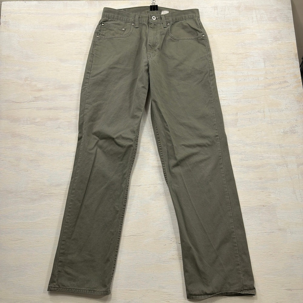 VTG Levi's Pants 569 Loose Straight Fit W32 L34 Cotton Twill Olive Green USA